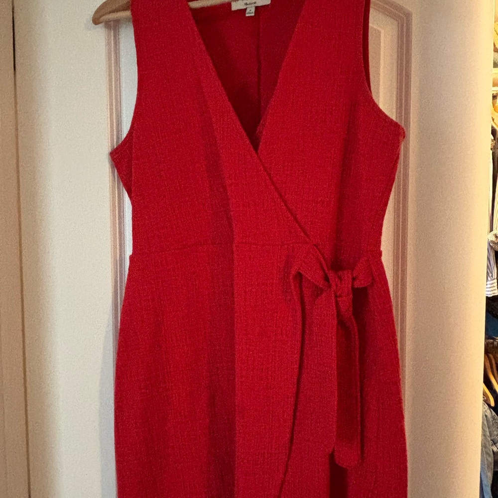 Madewell Vibrant Red Wrap Midi Dress